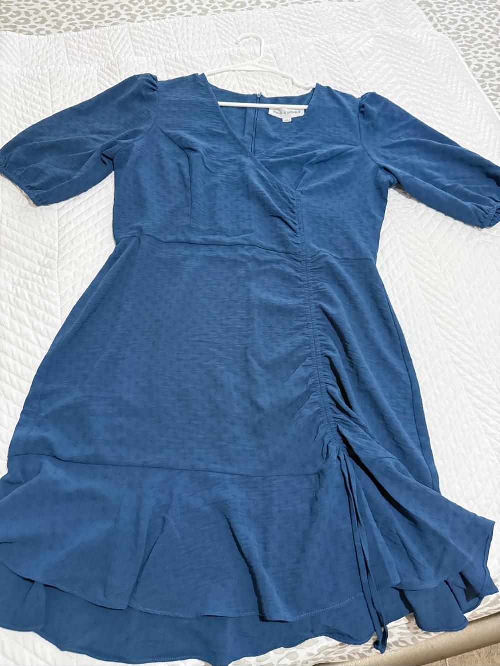 Emma & Michele Slate Blue Ruffle Wrap Midi Dress New never used
